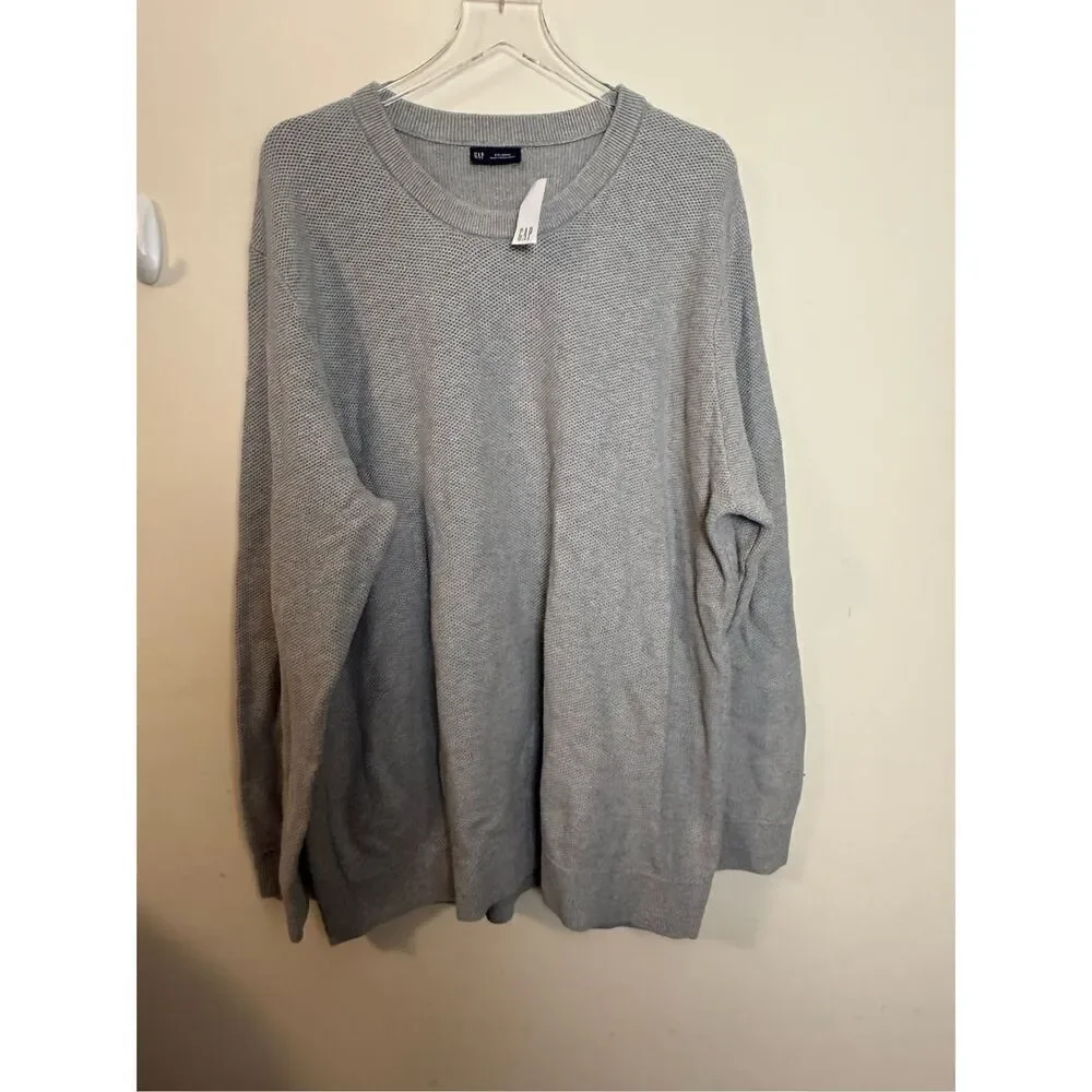 GAP Mainstay Crewneck Sweater XXL Grey NWT 100% Cotton